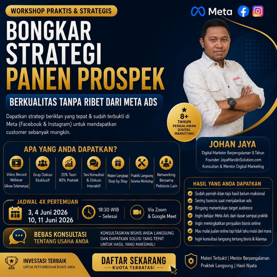 SEMINAR ONLINE 4 HARI BELAJAR META ADS YANG SIMPEL & PROFITABLE
